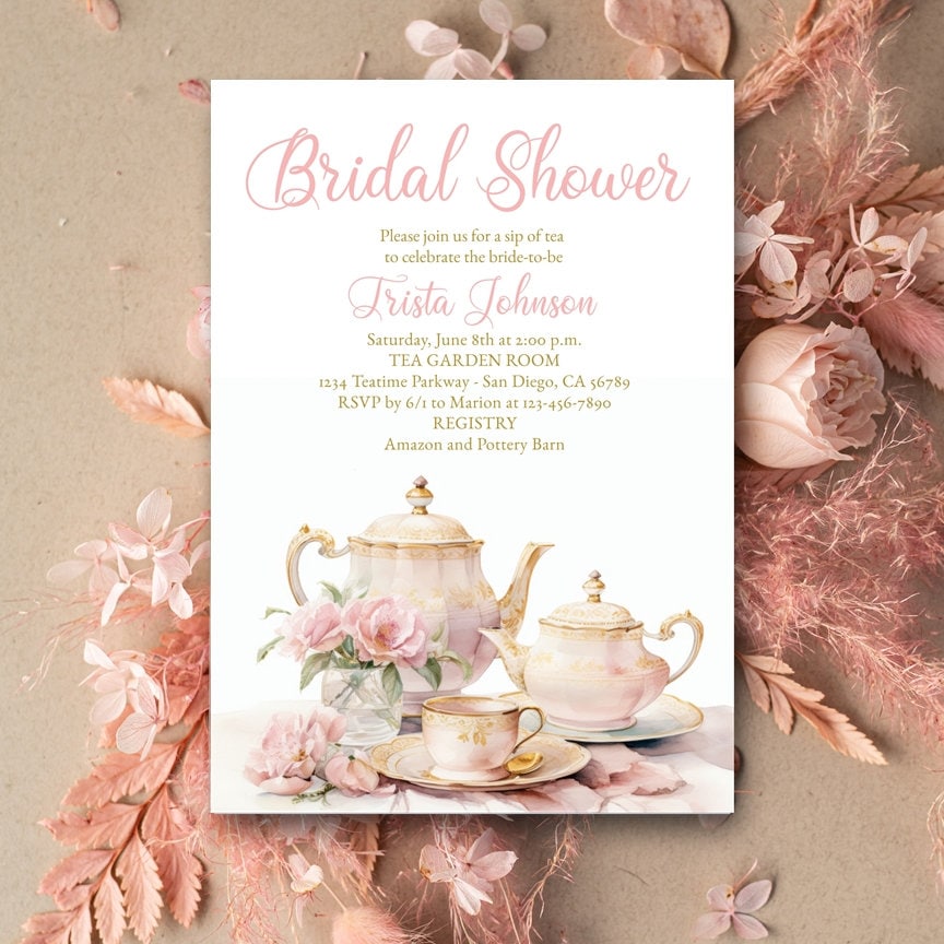 Bridal Brunch Tea Party Shower Invitation, Afternoon High English Tea ...