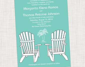 Beach Wedding Invitation, Destination Beach Wedding, Adirondack Chair, Destination Wedding, Palm Tree, Beach Invitation, Printable Digital