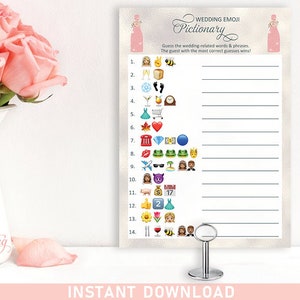 Emoji Bridal Shower Game, Pictionary Game, Champagne Theme or Bridal Shower Brunch | Printable INSTANT DOWNLOAD 137