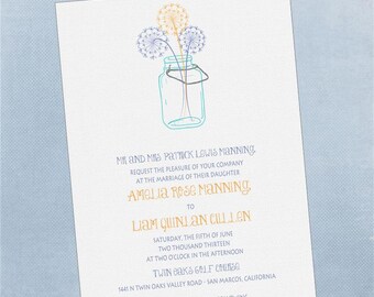 Mason Jar Wedding Invitation - Printable Digital