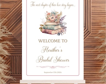Book Themed Bridal Shower Welcome Sign, Next Chapter, Love Story Bridal Shower, Once Upon a Time Shower, fairytale shower, TEMPLATE 231
