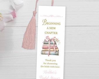 Book Themed Bridal Shower Favor Bookmark TEMPLATE, Next Chapter, Love Story Bridal Shower, Once Upon a Time Shower, fairytale shower | 354