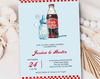 Ready to Pop Boy Baby Shower Invite | Editable Corjl Template 594