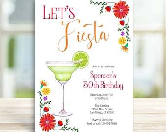 Margarita Birthday Invitation Template, tequila party adult bday, Mexican Fiesta birthday theme, 21st, 30th, 40th, 50th, 60th | TEMPLATE 315