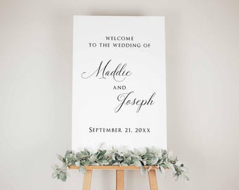 Minimalist Wedding Welcome Sign Template Editable Modern Script Elegant Simple | TEMPLATE 627