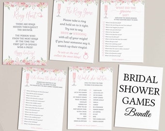 Bridal Shower games bundle for pink she's tying the knot bridal shower invites, fun unique shower games | DIGITAL EDITABLE TEMPLATES 342