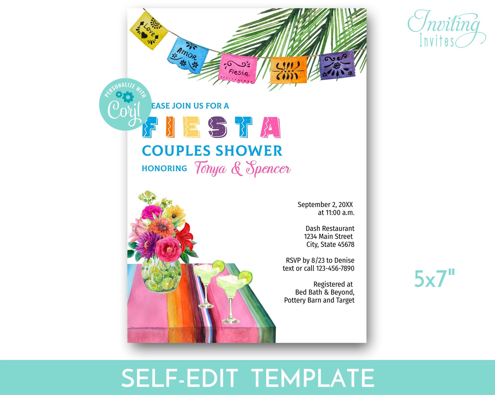Fiesta Couples Shower, Fiesta Bridal Shower Invitation, Mexican Themed ...