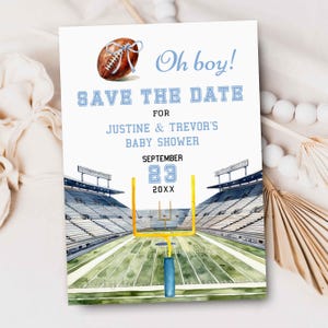Football Baby Shower Save the Date Template, Tailgate, Sports, Oh Boy Baby Shower Invite, Touchdown Baby Shower, PRINTABLE DOWNLOAD 396