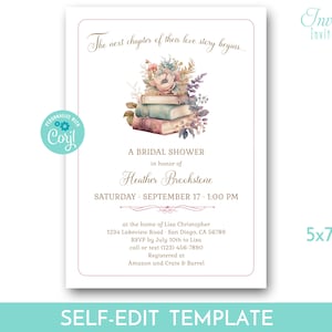 Book Themed Bridal Shower Invitation, Next Chapter, Love Story Bridal Shower Invite, Once Upon a Time Shower, fairytale shower, TEMPLATE 231 image 2