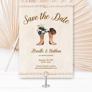 Navy Burgundy Cowboy Boots Save the Date, Rustic Wedding, Country Save the Date, Cowboy Cowgirl Western Wedding, Photo, Barn, TEMPLATE 205