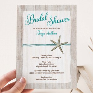 Starfish Bridal Shower Invitation, Beach theme, Beach Wedding Shower, Ocean Bridal Shower, tropical invitation  | TEMPLATE 111