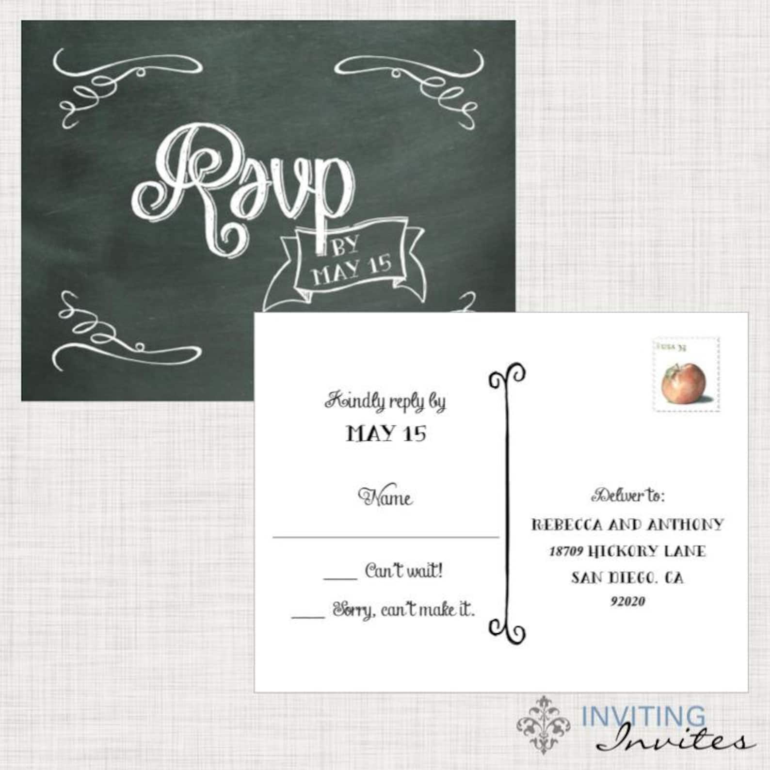 Chalkboard Wedding Invitation Printable Digital - Etsy