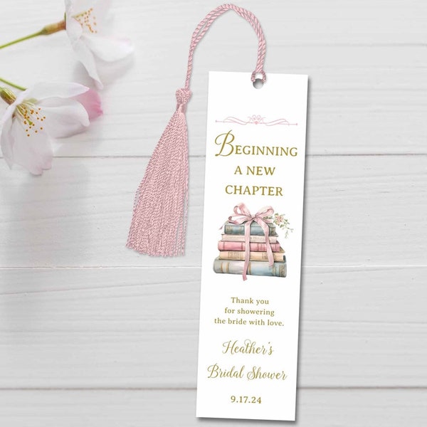 Book Themed Bridal Shower Favor Bookmark TEMPLATE, Next Chapter, Love Story Bridal Shower, Once Upon a Time Shower, fairytale shower | 354