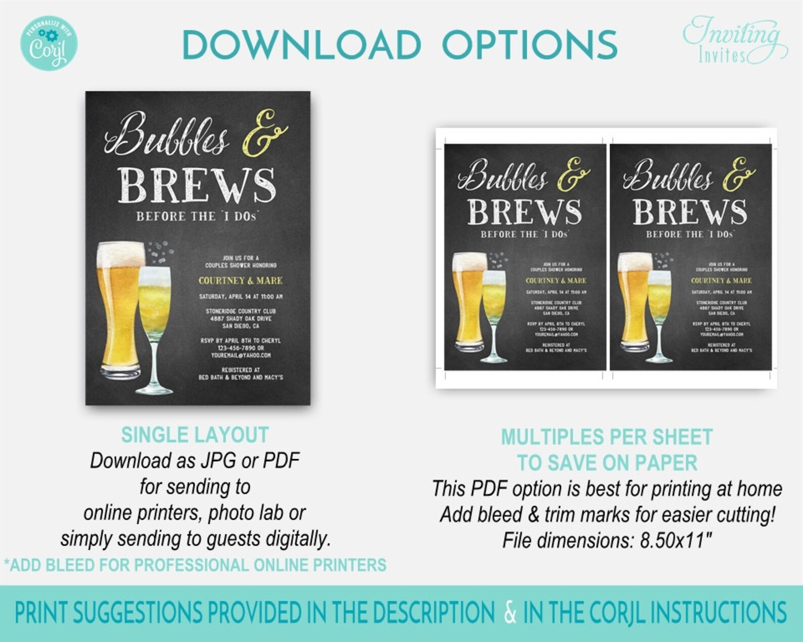 Bubbles and Brews Couples Shower Invitation Bridal Shower Etsy