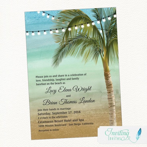 Beach Wedding Invitation Tropical Wedding Invitation Palm Tree Wedding Invitation Destination Wedding Printable Invitation Digital File