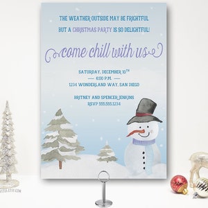 Snowman Invitation, Christmas Party, Holiday Party, winter scene, snow, winter, rustic, country invite | Printable OR Printed