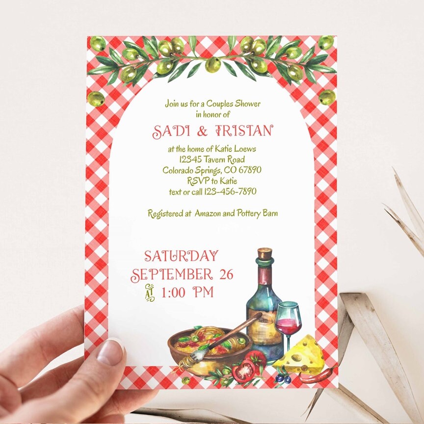 Italian Theme Bridal Shower Invitation, Pasta and Wine Rehearsal Dinner,  Couples Shower, Engagement, Birthday Invites TEMPLATE DIGITAL 340 - Etsy