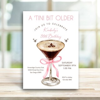 Ghirlanda Compleanno Tini Bit Older Con Martini Glitterata Per Feste A Tema Espresso Martini