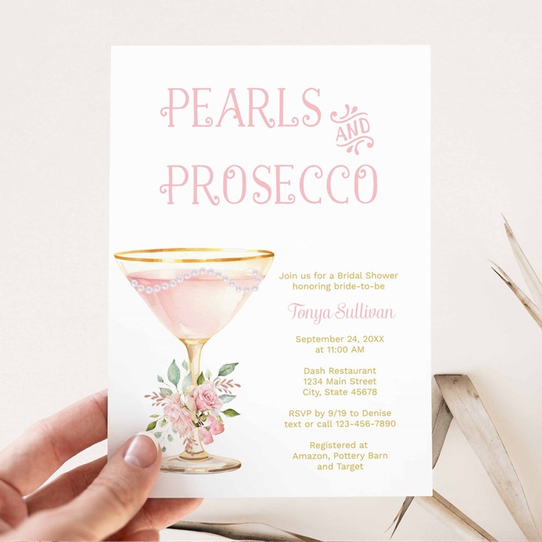Pearls and Prosecco Bridal Shower Invitation, Champagne Bridal Shower ...