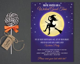 Ghouls Night Out Halloween Invitation, Girls Night, Witch Invitation, Witch Party, Ladies Night, Halloween Invite, Witch Invite,  Printable