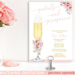 Cards and Gifts Sign, 8x10, champagne glass, pink florals, matches Petals and Prosecco invitation, DOWNLOAD EDITABLE TEMPLATE 138 image 6