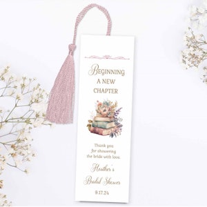 Book Themed Bridal Shower Favor Bookmark TEMPLATE, Next Chapter, Love Story Bridal Shower, Once Upon a Time Shower, fairytale shower | 231