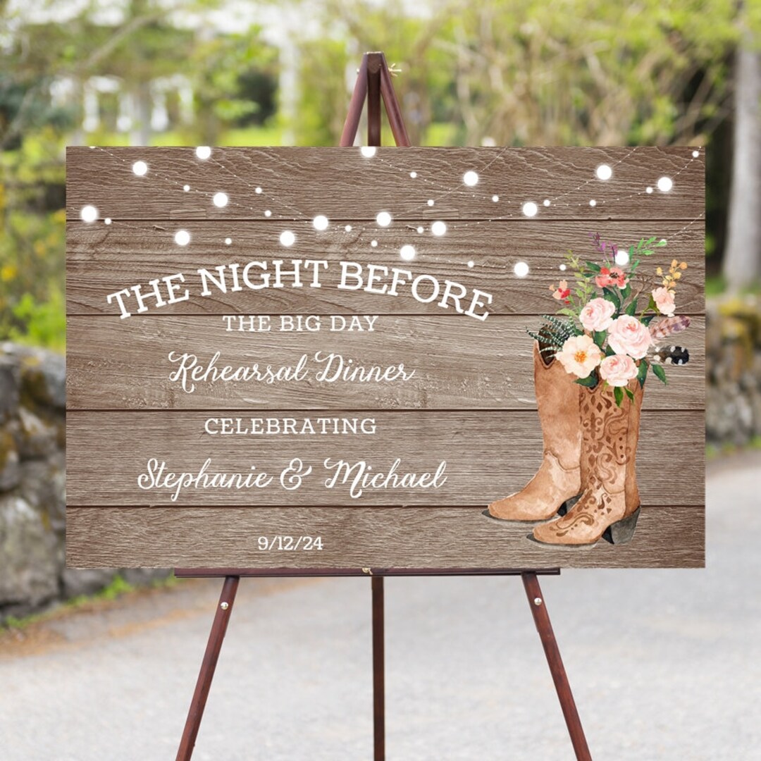 BLUSH PINK Cowboy Boots Welcome Sign Template, Rehearsal Dinner ...