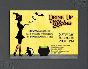 Witch Halloween Invitation, Girls Night Out, Adult Halloween Party Invite, Halloween Cocktail Party, Halloween Birthday DIGITAL TEMPLATE