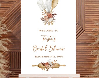 TERRACOTTA flowers Whisked Away Bridal Shower Welcome Sign, Stock the Kitchen Shower, flower baking bridal shower theme | TEMPLATE 305