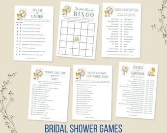 Bouquet and Beer Bridal Shower games bundle set | Couples Shower Blooms and Brews Theme  | TEMPLATE 309