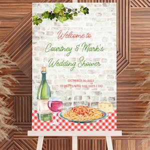 Italian Theme Welcome Sign Poster, bridal shower, birthday, engagement, wedding couples shower, That&#39;s Amore, pasta EDITABLE TEMPLATE 156