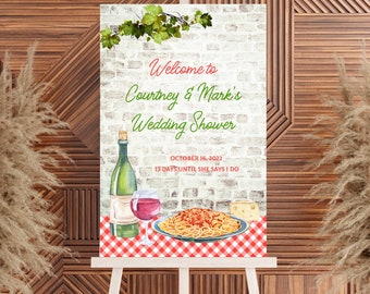 Italian Theme Welcome Sign, bridal shower, birthday, engagement, wedding couples shower, That's Amore, pasta PRINTABLE EDITABLE TEMPLATE 156