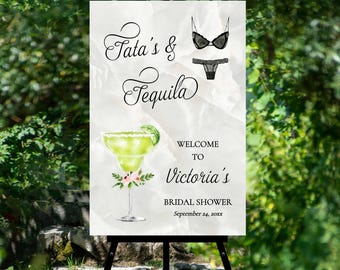 Lingerie and Margarate Welcome Sign, Bridal Shower or Bachelorette Party Poster (Printed or Digital) TEMPLATE 155