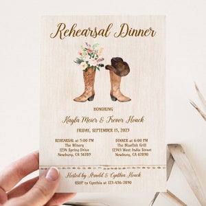 BLUSH Cowboy Boot Rustic Rehearsal Dinner Invitation, Country Western ...