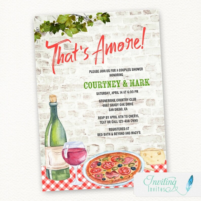 Italian Theme Bridal Shower Invitation That's Amore Etsy