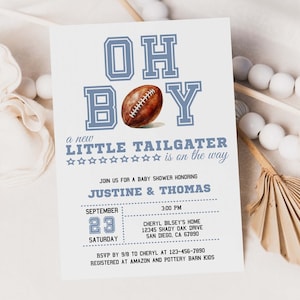 Football Baby Shower Invitation Template, Tailgate DIY Oh Boy Baby Shower Invite, Minimalist Baby Shower, Editable PRINTABLE DOWNLOAD 316