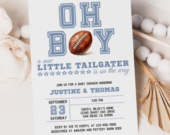 Football Baby Shower Invitation Template, Tailgate DIY Oh Boy Baby Shower Invite, Minimalist Baby Shower, Editable PRINTABLE DOWNLOAD 316