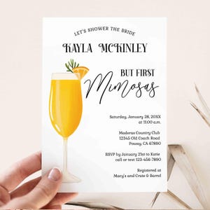 Mimosa Bridal Shower Invite,  Brunch and Bubbly Invitation, Champagne Theme Invite, But First Mimosas | TEMPLATE 243