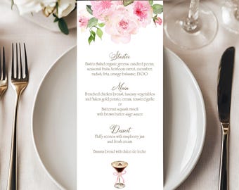 Menu A Tini Bit Closer Espresso Martini Bridal Shower, pink bow, Cocktail Coffee theme | TEMPLATE 471