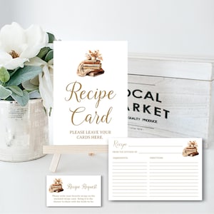 Bridal Shower Recipe Card and sign, Fall Book Themed, recipe request insert card, matches next chapter love story invitation | TEMPLATE 394