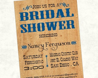 Rustic Bridal Shower Invitation, Country Bridal Shower, Western, Farm, Cowgirl, Bridal Shower Invite, Printable, Digital File