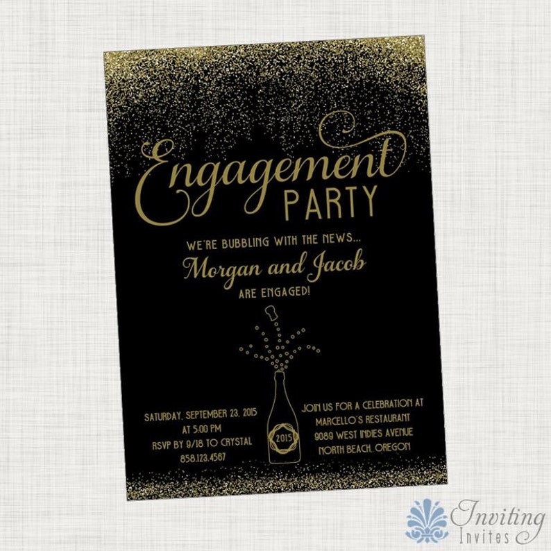 Champagne Engagement Party Invitation Pop the Champagne Etsy