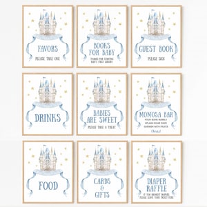 10 Fairytale Castle Baby Shower 8x10 sign templates, once upon a time storybook signs, prince theme | PRINTABLE TEMPLATES 313
