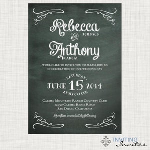 Chalkboard Wedding Invitation Printable Digital - Etsy