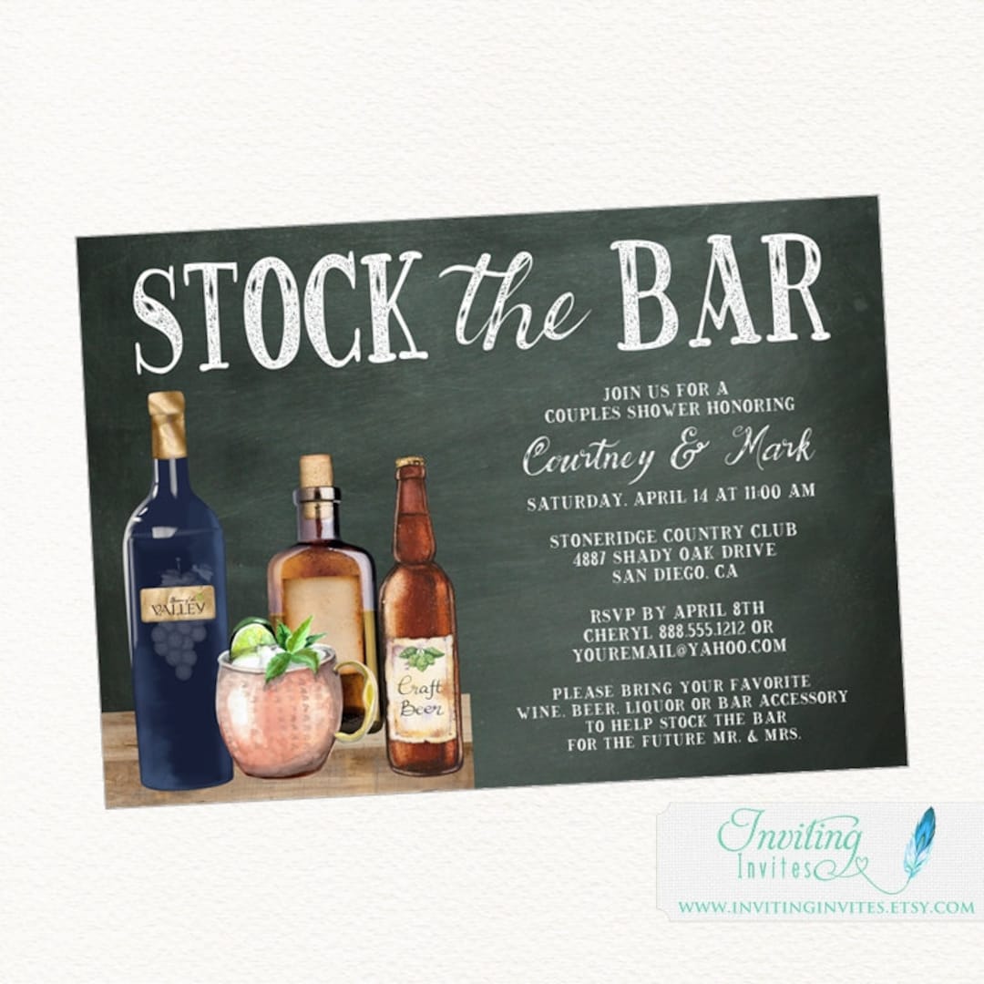 Stock the Bar Invitation for a Couples Shower, Wedding Shower
