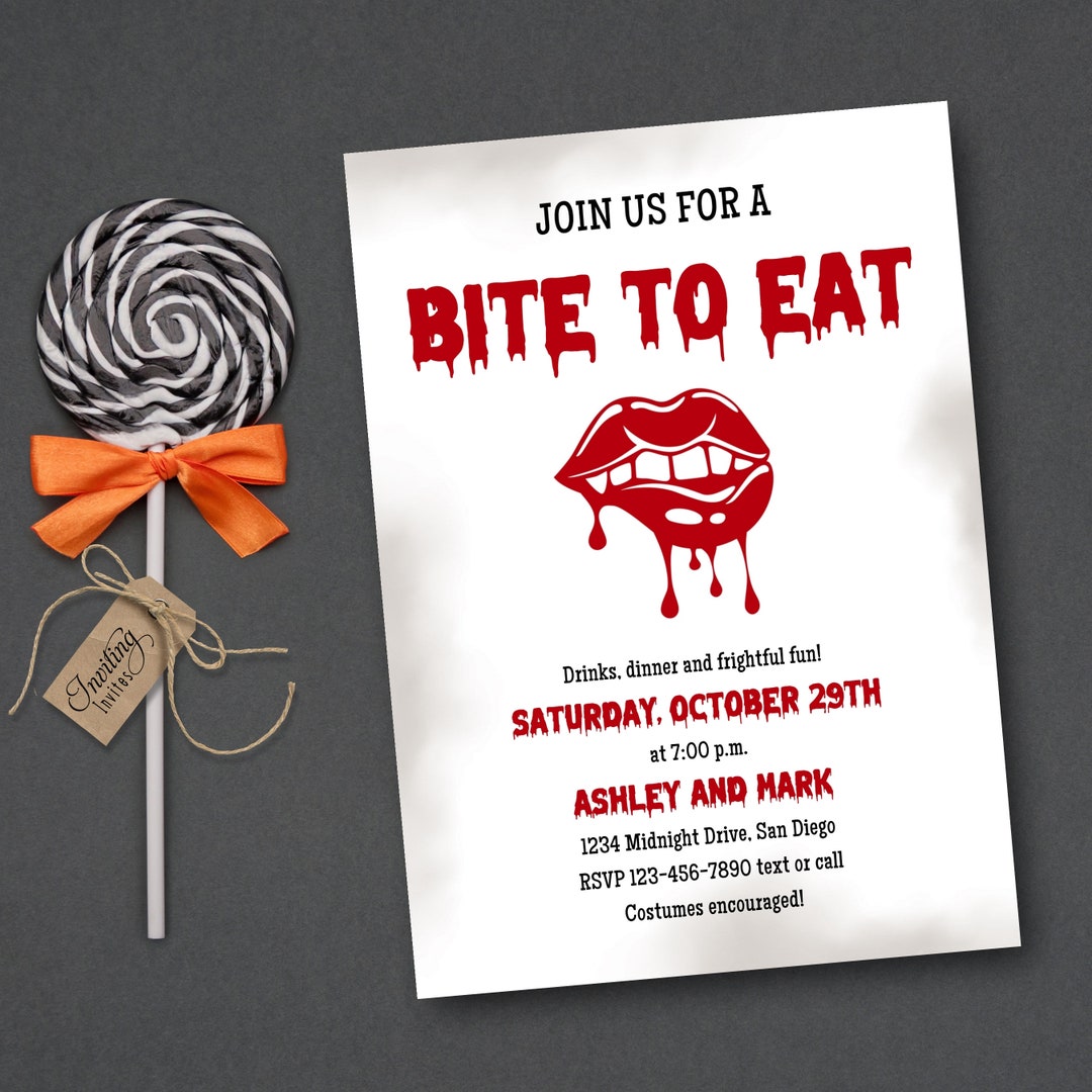 Halloween Dinner Party Invitation, Gothic Dinner Party, Blood Halloween