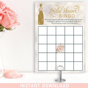 IMPRIMIBLE Juego de bingo de despedida de soltera, Imprimible, Tarjetas de bingo de despedida de soltera, juego de fiesta, botella de champán de oro DESCARGA INSTANTE #134