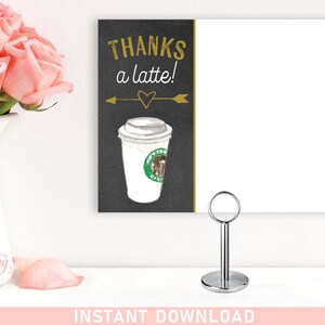 Love is Brewing Coffee Theme Bridal Shower Cartes de remerciement, Notes de remerciement, Merci un latte, Imprimable TÉLÉCHARGEMENT INSTANTANÉ #108