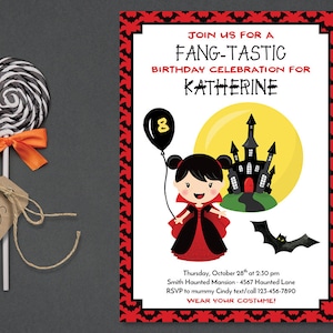 Vampire Halloween Birthday Invitation for kids, boy, girl, siblings, twins, Dracula Halloween Invites, Halloween Printable