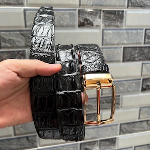 Correa de piel de cocodrilo auténtica de 3,5 mm de ancho para cinturones personalizados para hombres